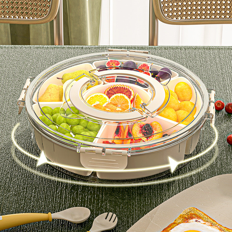 360° Rotating Sealed Partition Fruit Tray