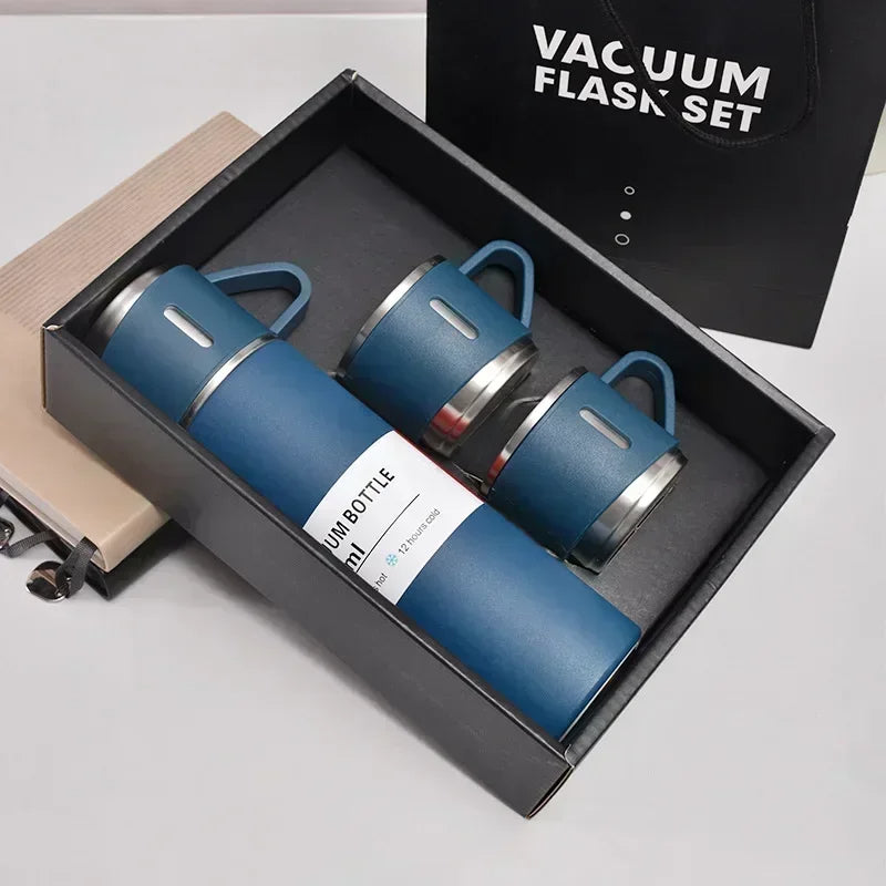3 Cup Double-Layer Stainless Steel Vacuum Flask Set