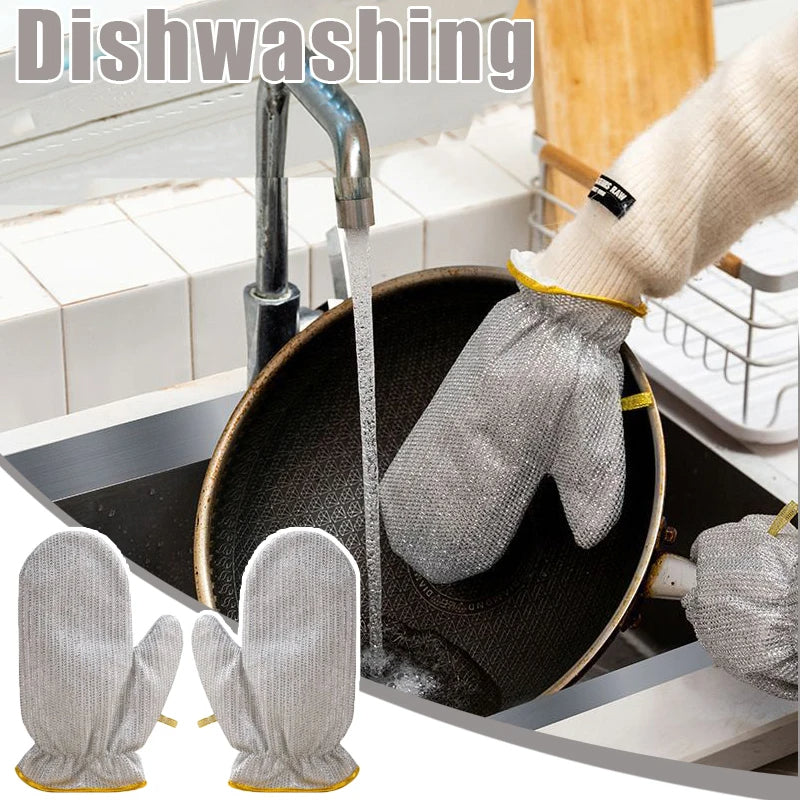 2 pcs pair Silver Dishwashing Gloves