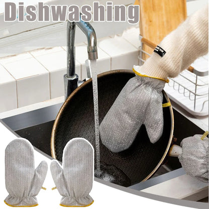 2 pcs pair Silver Dishwashing Gloves