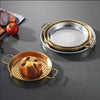Golden pizza pan premium Quality - Pizza Pan Double Handle High Temperature Resistant Stackable Stainless Steel Mirror Polished Dinner Plate Kitchen Accessoriess Korea Creative Style