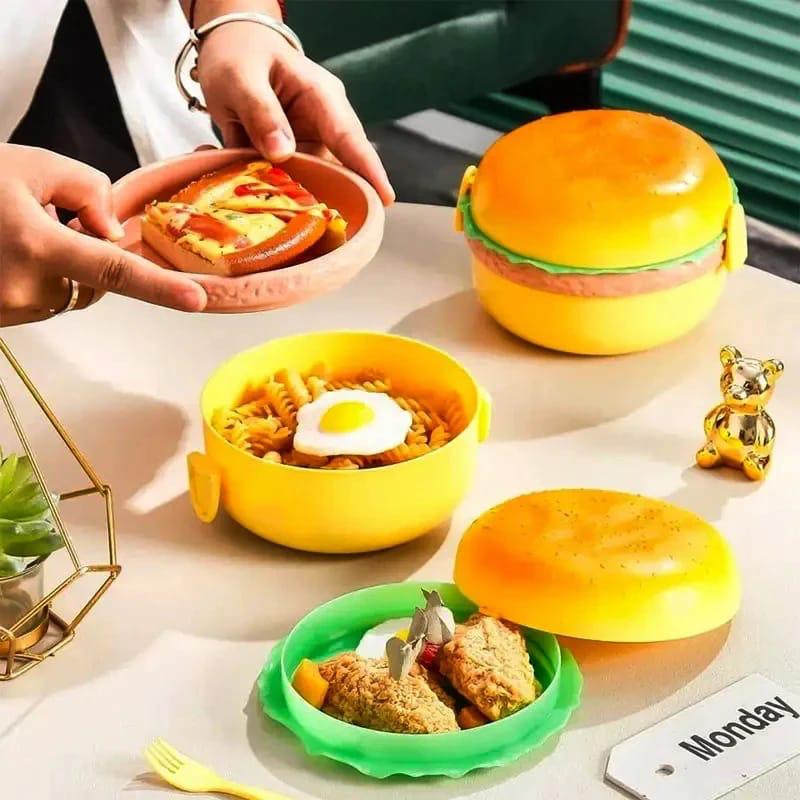Burger Shape Lunch Box for Kids - Lunch Box for Kids, Tiffin Box, Lunch Box Leak Proof Plastic Lunch Box, Lunch Box with