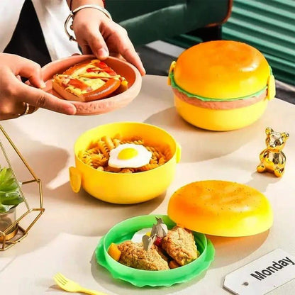 Burger Shape Lunch Box for Kids - Lunch Box for Kids, Tiffin Box, Lunch Box Leak Proof Plastic Lunch Box, Lunch Box with