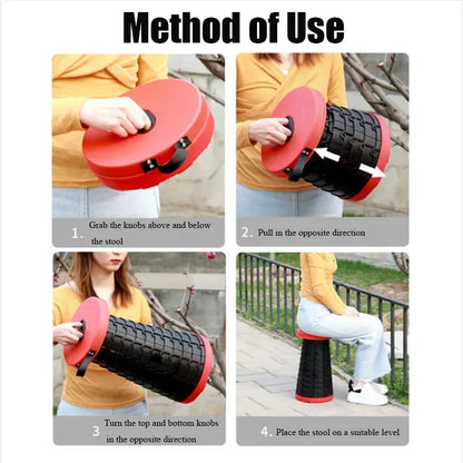 Portable Retractable Folding Stool Chair | Latest Smart Outdoor Foldable, Collapsible Lightweight Seat Chair Stool for Camping Traveling, Picnic, Car, Easy to Carry Anywhere