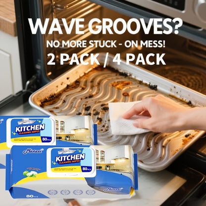 Pack of 80 Multi-Surface Kitchen Cleaning Wipes For Party Preparation, Barbecue, Outdoor RV, Degreasing, Heavy Duty Oil Removal, Granite, Wood, Floor Refrigerator, Grills, Stoves, Knives, Tongs Safe, Paper Towel