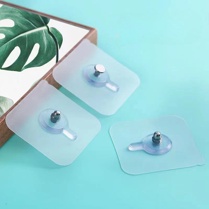 1pcs PVC Strong Adhesive Wall Hooks for Posters Seamless Wall Hooks Waterproof Durable Transparent Kitchen Bathroom Screw Hooks Hangers