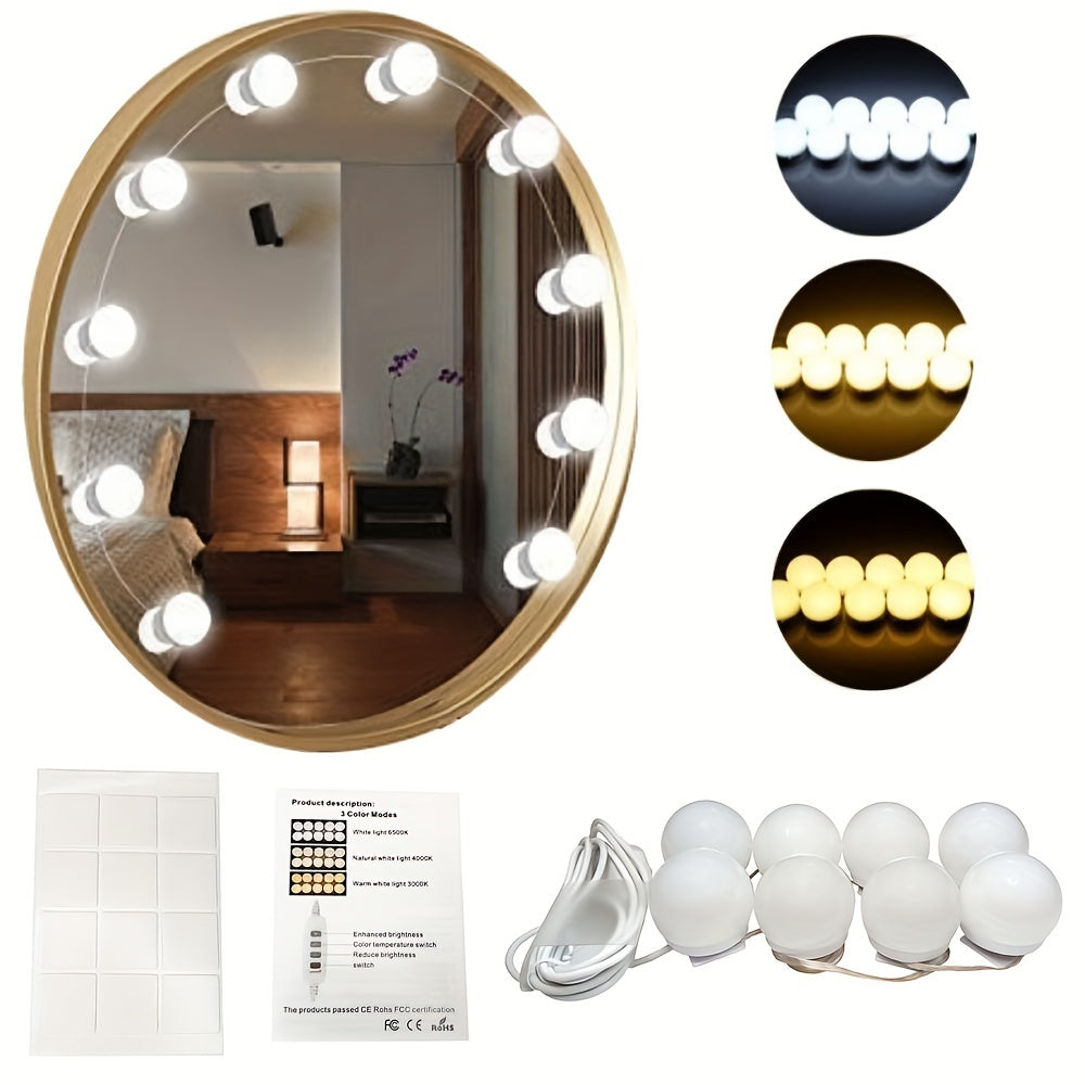 Vanity Light LED Bulbs for Makeup Mirror Stand 10 Bulbs with 3 Light Modes