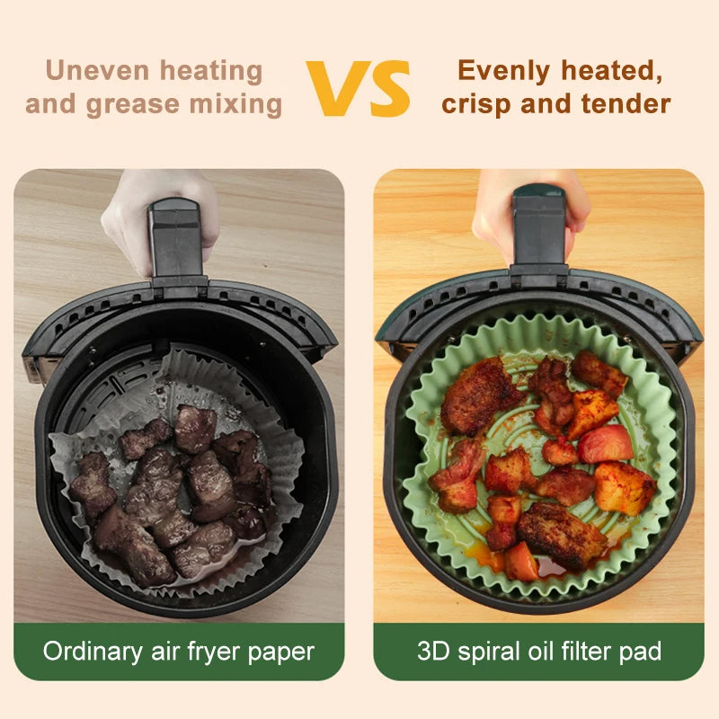Silicone Air Fryers Oven Baking Tray Fried Pizza Chicken Mat AirFryer Silicone Pot Round Reusable Cake Pan Air Fryer Accessories