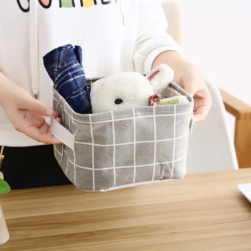 Cotton Linen Fabric Waterproof Storage Box | Foldable Books Toys Basket