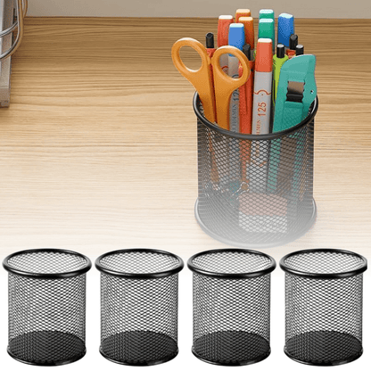 Round Makeup Brush Pen Holder Middle School Student Nice Metal Organizer Office Desk Accessory