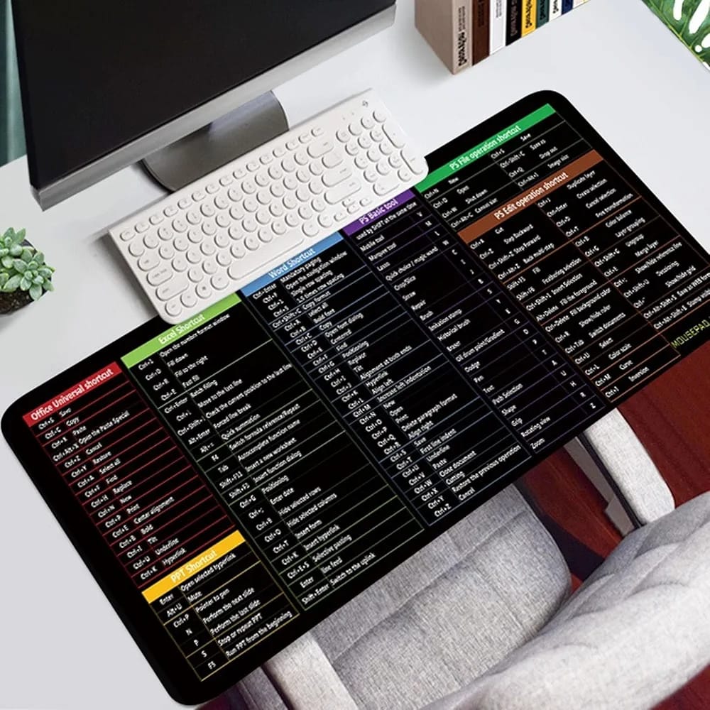Shortcut keyboard mat (30*80cm) - Office Shortcut Keys Rubber Mat Mouse Pad