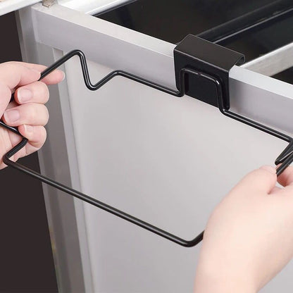 Metal Garbage Holder ( only black ) -Heavy-Duty Metal Trash Bag Holders - Space-Saving Under Cabinet Organizer, Rust-Proof Garage & Office Trash Bin Dispenser, Easy Installation No Tools Needed for Kitchen, Bathroom, Workspace - Compact Storage Solution,