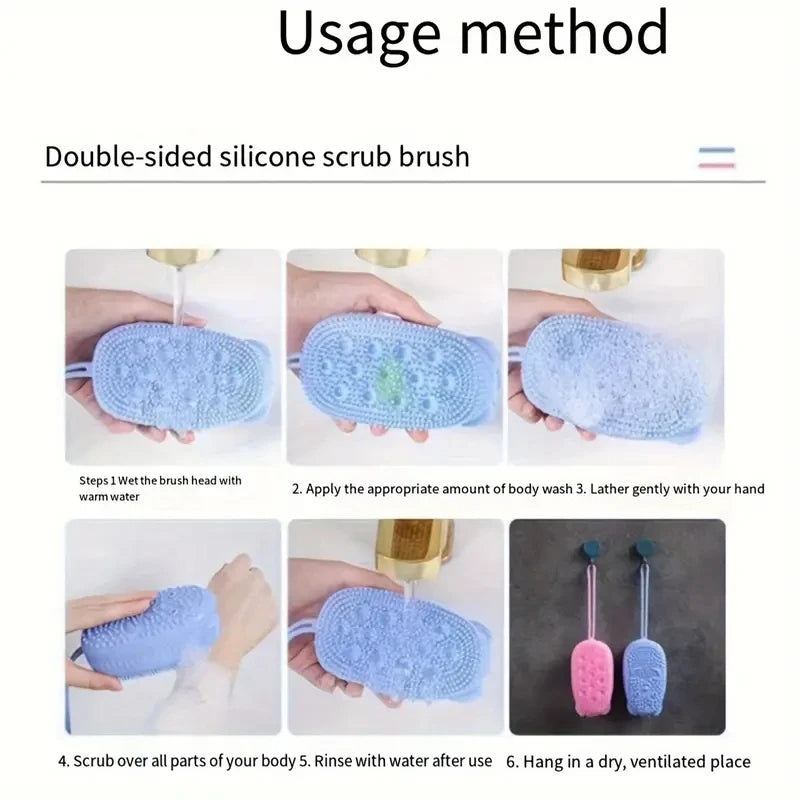 Silicone Bubble Brush Double-Sided Exfoliating Soft Bath Scrubber Massage Shower Brush Deep Body Skin Massage Cleaning Tools