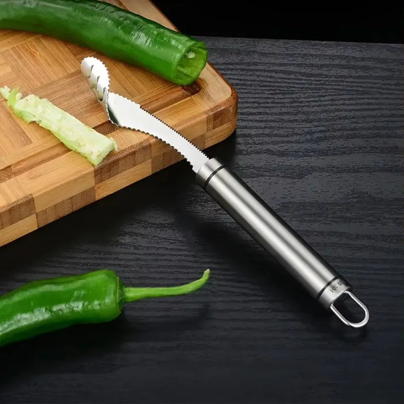 Jalapeno Pepper Chili Corer Remover Stainless Steel Corer Multifunctional Fruit Knife Coring Seed Digger Kitchen Accessories