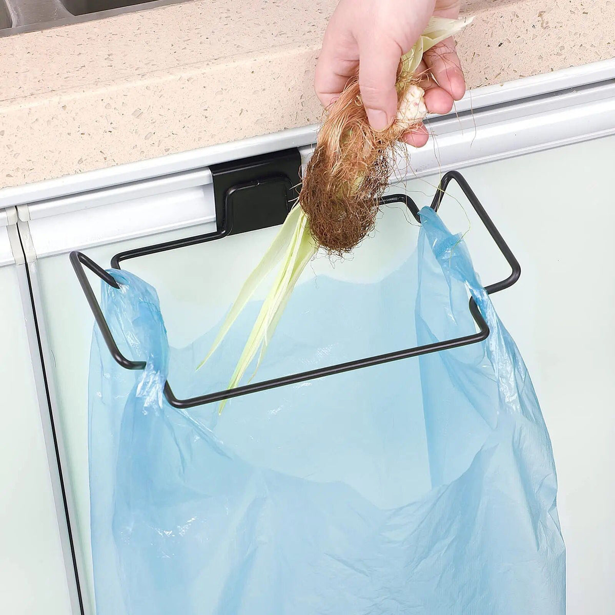Metal Garbage Holder ( only black ) -Heavy-Duty Metal Trash Bag Holders - Space-Saving Under Cabinet Organizer, Rust-Proof Garage & Office Trash Bin Dispenser, Easy Installation No Tools Needed for Kitchen, Bathroom, Workspace - Compact Storage Solution,