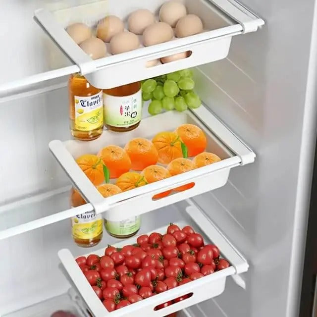 Maximize Your Fridge Space with Stretchable fridge organizer basket adjustable space saver storage basket kitchen accessories basket for fridge kitchen gadget basket for kitchen