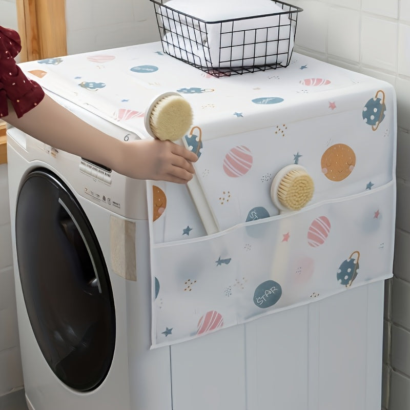 Dustproof fridge cover with pockets, waterproof cover for fridge, oil proof fridge organizer cover, kitchen accessories, kitchen organizer fridge accessories Plastic cover,
