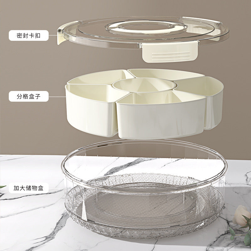 360° Rotating Sealed Partition Fruit Tray