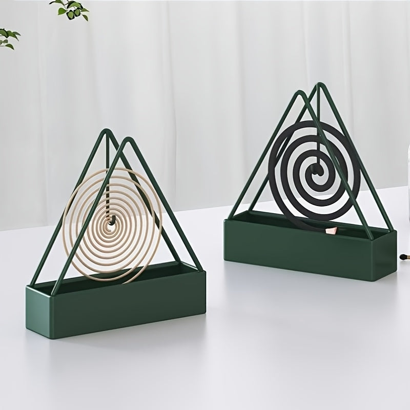 1pc Summer Mosquito Coil Holder Triangle Mosquito Coil Rack Floating Hanging Base Box Ash Catcher Creative Household Mosquito Coil Box Incense Burner, Mosquito Repellent, Outdoor Mosquito Protection, Triangle Design, Modern Incense Burner, Highquality Met