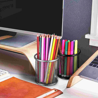 Round Makeup Brush Pen Holder Middle School Student Nice Metal Organizer Office Desk Accessory