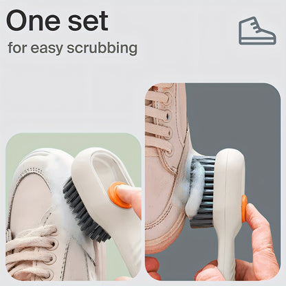 Multifunctional Soap Liquid Dispenser Brush with Handle Shoe Cleaning Laundry Brush Scrub Cleaning Soft Bristle Cleaning Brushes for Clothes and Shoes Household Use For Bathroom and Kitchen