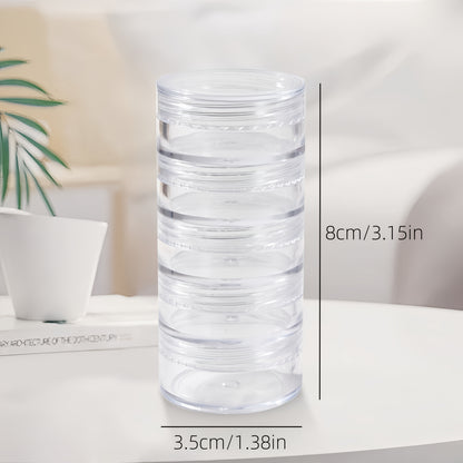 Multi-Layer Portable Transparent Round Stackable Jewelry Storage Box for Rings, Necklaces, Earrings, and Nail Art Accessories with Anti-Oxidation Protection, Jewelry Organizers