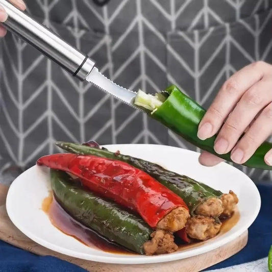 Jalapeno Pepper Chili Corer Remover Stainless Steel Corer Multifunctional Fruit Knife Coring Seed Digger Kitchen Accessories