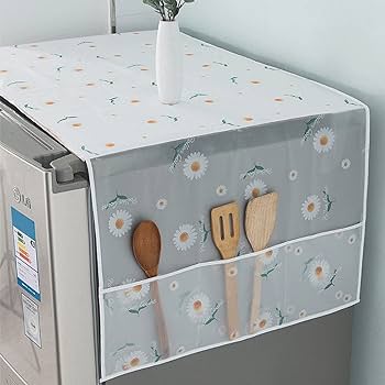 Dustproof fridge cover with pockets, waterproof cover for fridge, oil proof fridge organizer cover, kitchen accessories, kitchen organizer fridge accessories Plastic cover,