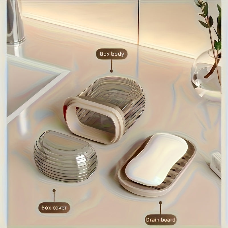 1/2pcs Portable Travel Soap Box and Toothbrush Holder, PVC Material with Drain Tray, Leakproof, Suitable for Toothbrushes and Soap Bars, Portable, Easy to Clean, Designed for Travel and Home Use, Toothbrush Holder