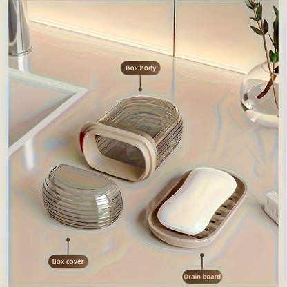 1/2pcs Portable Travel Soap Box and Toothbrush Holder, PVC Material with Drain Tray, Leakproof, Suitable for Toothbrushes and Soap Bars, Portable, Easy to Clean, Designed for Travel and Home Use, Toothbrush Holder