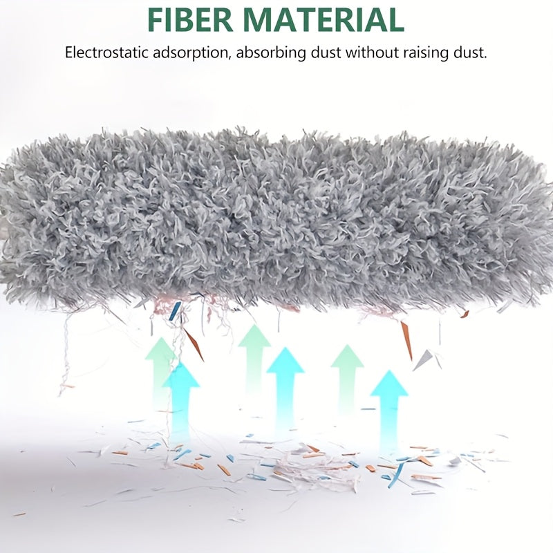 Flexible Grey Mop with Long Rod for Cleaning Hard-to-Reach Areas - Adjustable And Flexible Microfiber Duster - Washable, Reusable Cleaning Tool for High Ceilings, Furniture, And Cars. A Duster for Cleaning., Dusting Furniture, Household Dusting, Lightweig