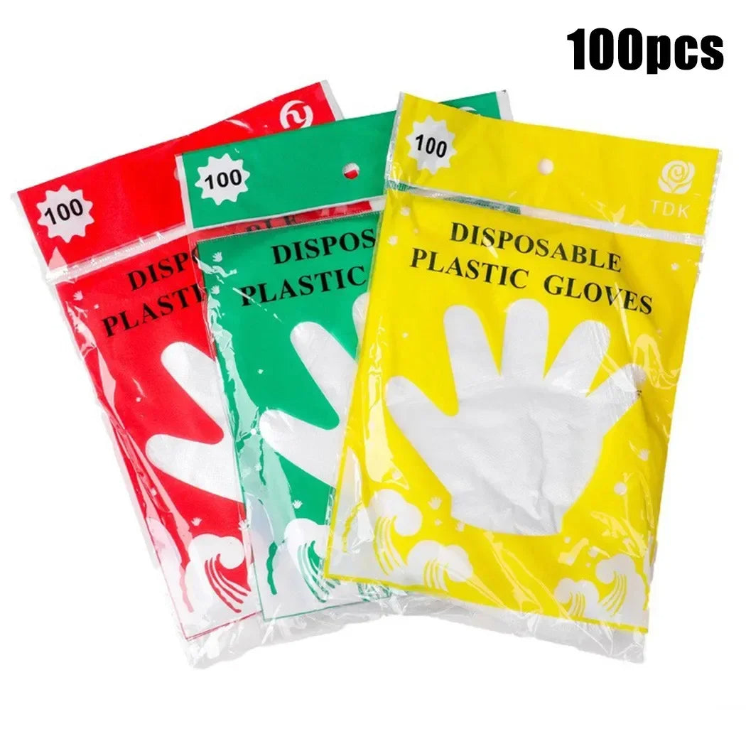 100pcs Disposable Gloves Transparent Eco-friendly Cleaning Gloves Plastic Gloves For DIY Cooking Kitchen Accessories