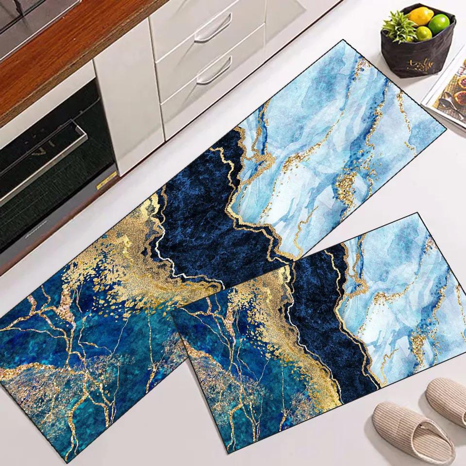 2pcs Kitchen Floor Mat Non Slip Super absorbent Bedroom Long Bedside Area Rug Soft Washable Carpet Bathroom Entrance Doormat(38 x 58cm) & Runner(38 x 117cm) approx