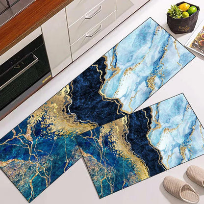 2pcs Kitchen Floor Mat Non Slip Super absorbent Bedroom Long Bedside Area Rug Soft Washable Carpet Bathroom Entrance Doormat(38 x 58cm) & Runner(38 x 117cm) approx