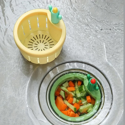 Cactus kitchen sink filters - push down pop-up basket, food waste separator with garbage filter, easy to clean, plastic material, kitchen sink accessories