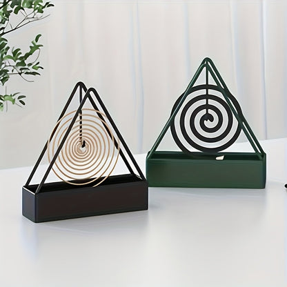 1pc Summer Mosquito Coil Holder Triangle Mosquito Coil Rack Floating Hanging Base Box Ash Catcher Creative Household Mosquito Coil Box Incense Burner, Mosquito Repellent, Outdoor Mosquito Protection, Triangle Design, Modern Incense Burner, Highquality Met