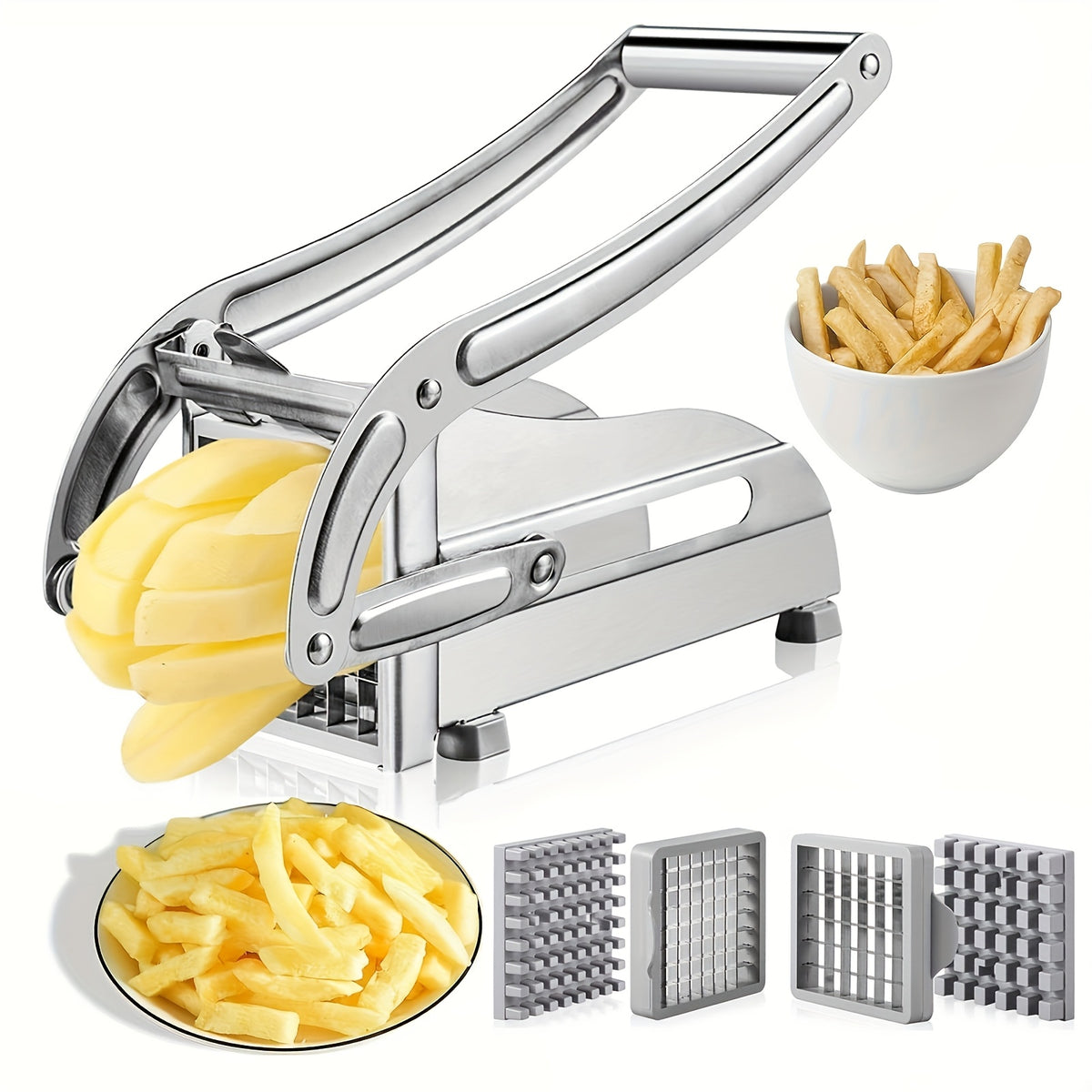 Stainless Steel Vegetable Cutter - French Fries Cutter, Potato Chipper, Onion Chopper, Food Chopper - Kitchen Supplies, Kitchen Gadgets, Kitchen Accessories, Birthday Gift
