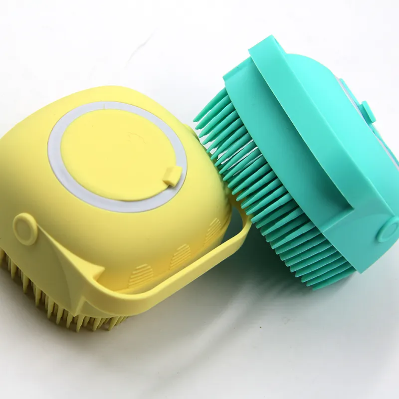 Silicone Body Bath Brush - Exfoliating, Massaging, and Cleansing Tool - Blue, Pink and Yellow