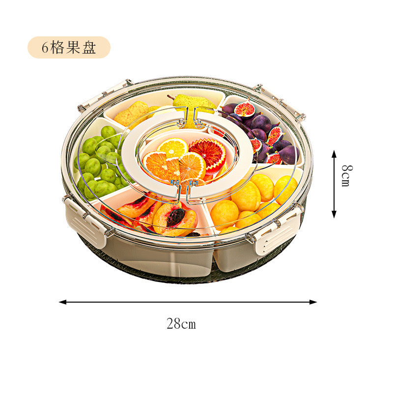 360° Rotating Sealed Partition Fruit Tray