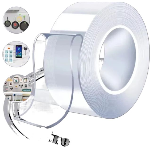 Double Sided Washable Adhesive Tape Reusable and Washable Adhesive Silicone Nano Tape with Multi-Functional Anti-Slip