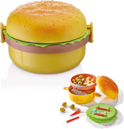 Burger Shape Lunch Box for Kids - Lunch Box for Kids, Tiffin Box, Lunch Box Leak Proof Plastic Lunch Box, Lunch Box with