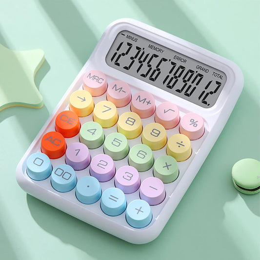 12 Digits Display and Large Round Buttons Cute Colored Electronic Calculator, 4 Function, Desktop, , Perfect for Office, School, Home