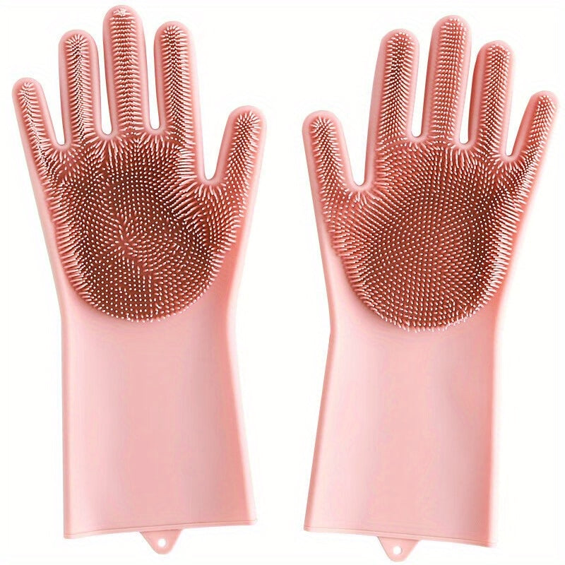 1 Pair Multi Purpose washing gloves pair with scrubbing for dish-fruit-car washing silicon magic