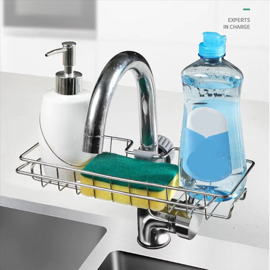 Stainless Steel Sink Faucet Rack Kitchen Storage Hanging Basket Rack