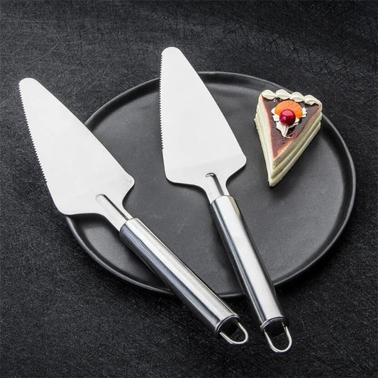 Cake server Thickened Stainless Steel Serrated Edge Cake Server Blade Cutter Pie Pizza Shovel Cake Spatula Scraper Baking Tool 1Piece