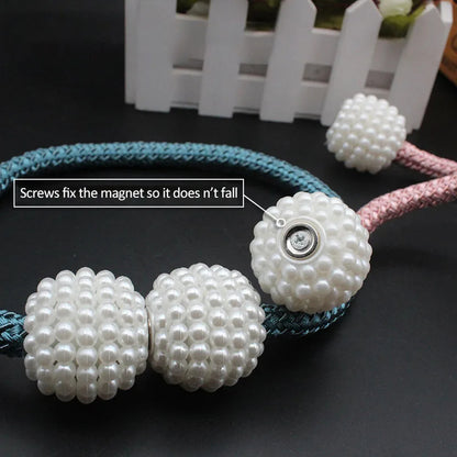 2Pcs/Set Curtain Hanging Ball Home Multifunctional Curtain Pearl Strap Rope Strap New Magnetic Hanging Ball Curtain Tool