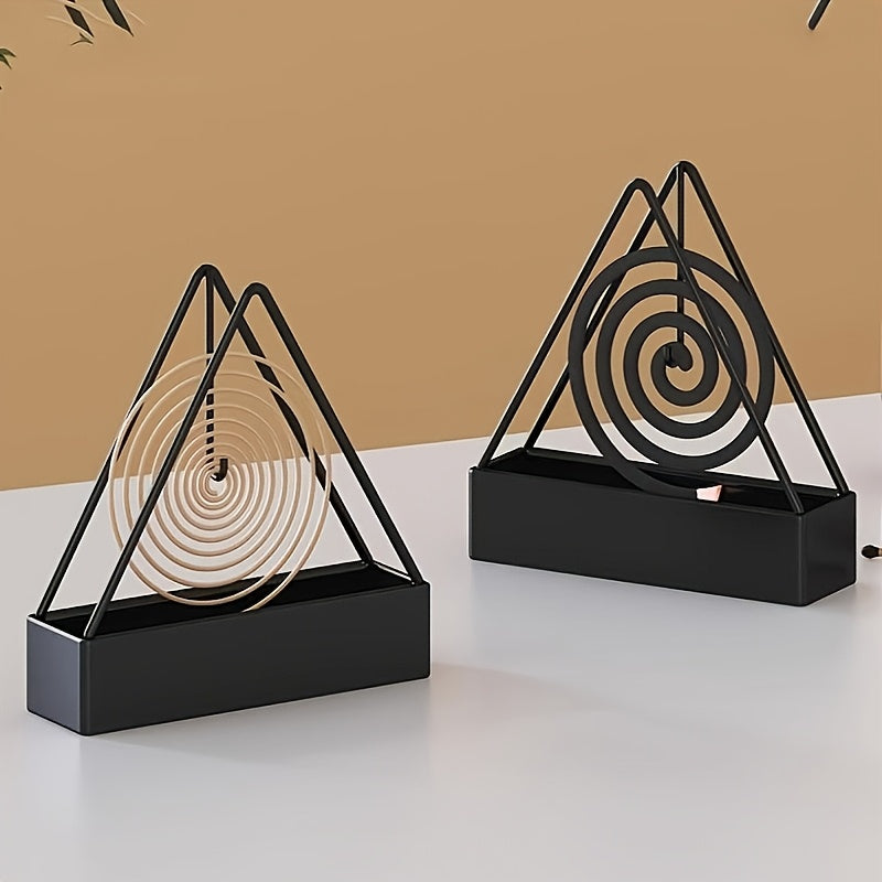 1pc Summer Mosquito Coil Holder Triangle Mosquito Coil Rack Floating Hanging Base Box Ash Catcher Creative Household Mosquito Coil Box Incense Burner, Mosquito Repellent, Outdoor Mosquito Protection, Triangle Design, Modern Incense Burner, Highquality Met