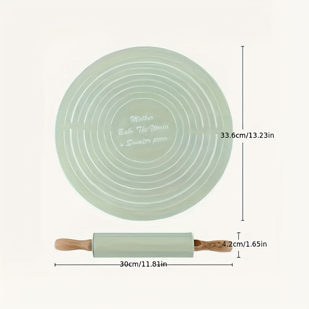 2pcs Silicone Baking Set | Healthy Non-Toxic, Rolling Mat + Rolling Pin, Special for Kneading & Rolling, Non-Slip, Non-Stick, Heat-Resistant, Easy to Store