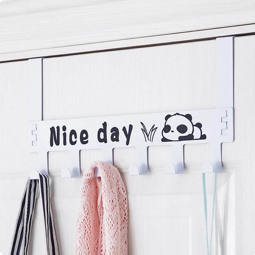 Over Door Hook Hanger,Metal Towel Rack Behind Door Organizer with 6 Hook for Bathroom , Black Multi-functional Holder for Coat Bag