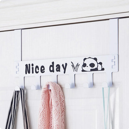 Over Door Hook Hanger,Metal Towel Rack Behind Door Organizer with 6 Hook for Bathroom , Black Multi-functional Holder for Coat Bag